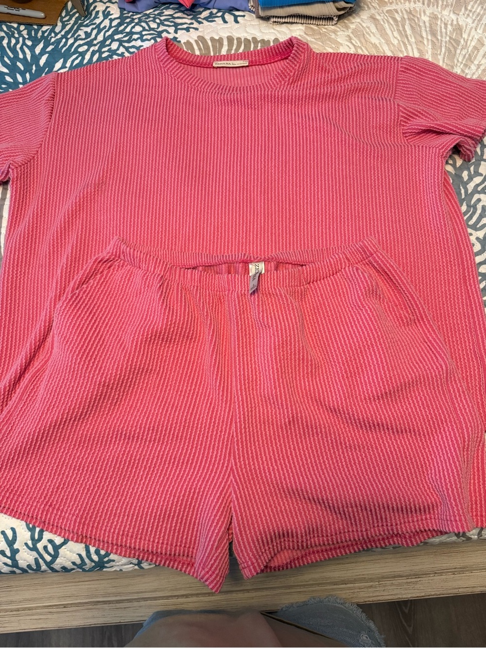 Zenana Outfitters Pink Ribbed Knit Top
